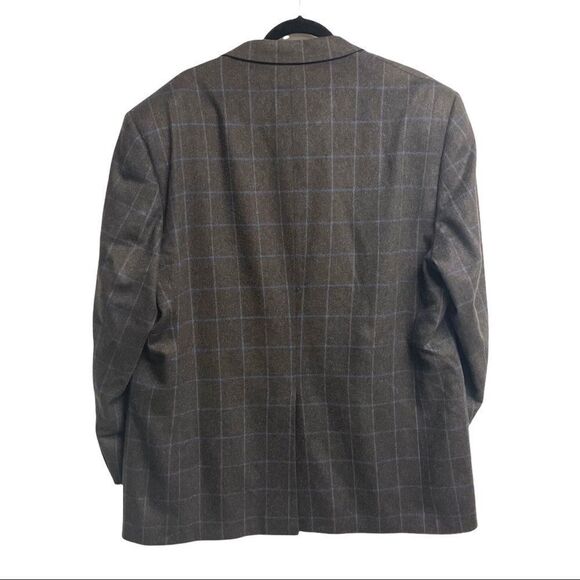 CAMBRIDGE Cashmere Button Front Blazer Jacket Sport Coat Brown Blue 48R - Picture 3 of 11